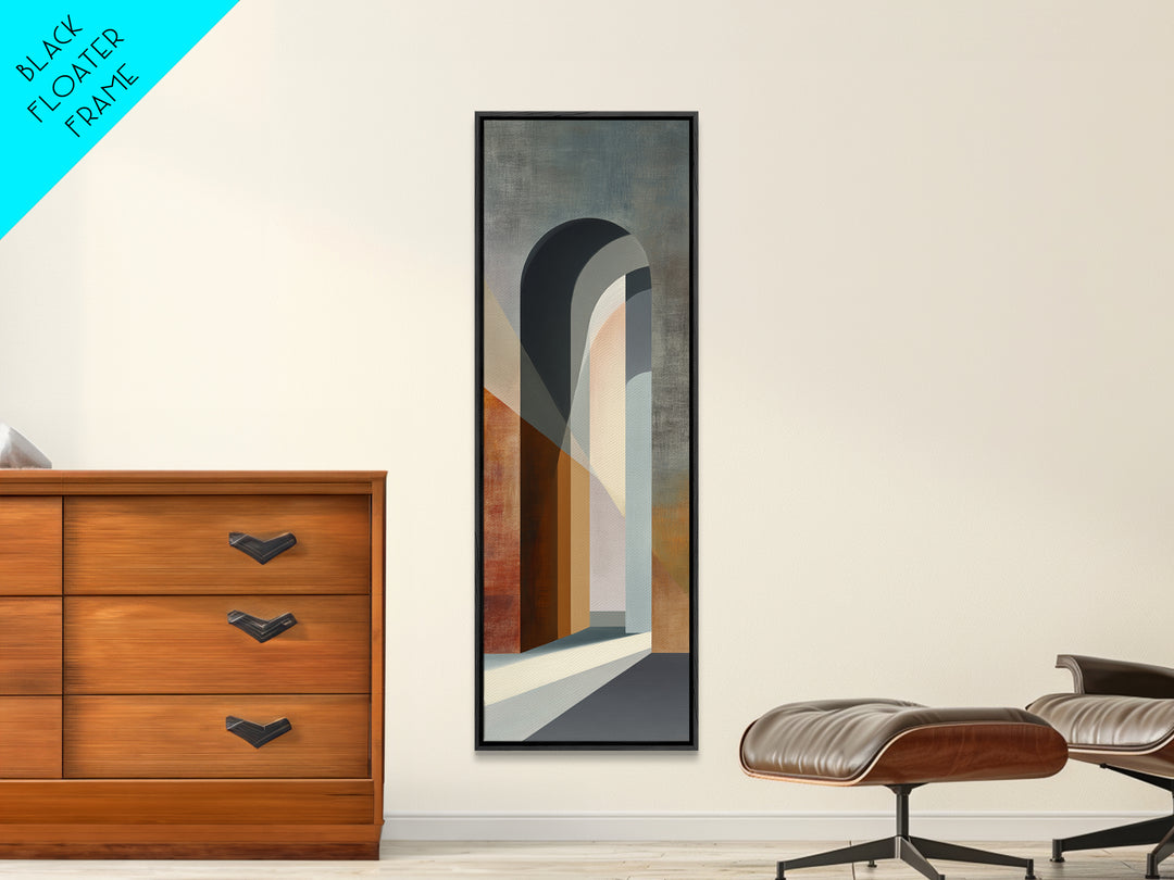 Gray Architectural Arch and Shadow Study Framed Canvas Print, Monochrome Art, Modern Art, Living Room Decor, Fine Art, Mono, MON-1x3-70