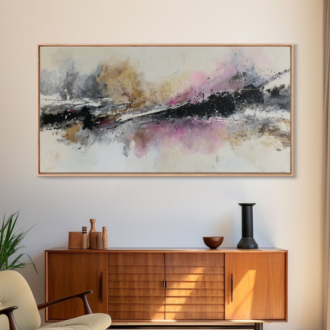 Black Ink Abstract Canvas Print, Monochrome Art, Boho Decor, Living Room Decor, Fine Art, Mono, Art Print, Digital Art, MON-2x1-2