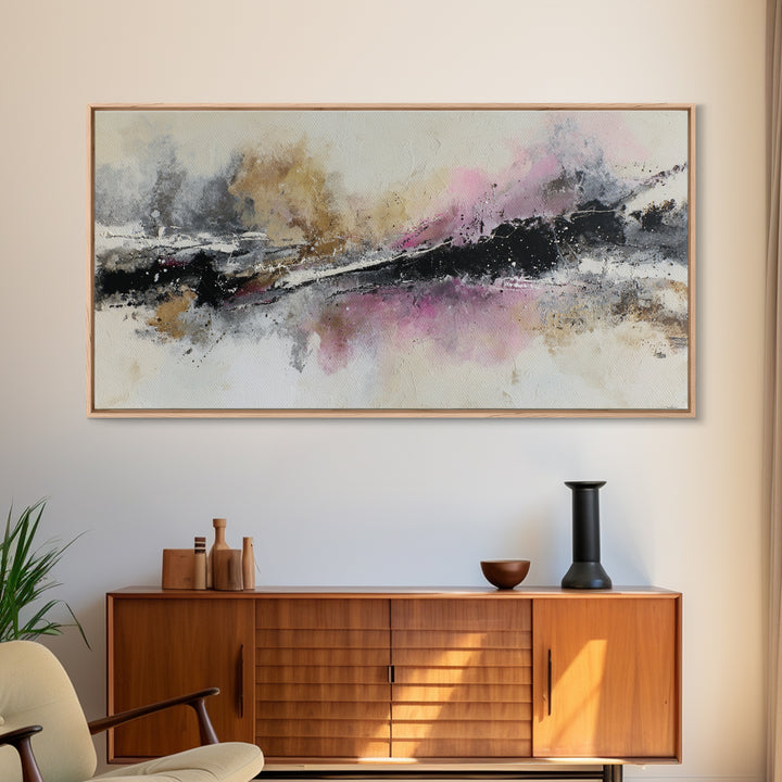 Black Ink Abstract Canvas Print, Monochrome Art, Boho Decor, Living Room Decor, Fine Art, Mono, Art Print, Digital Art, MON-2x1-2