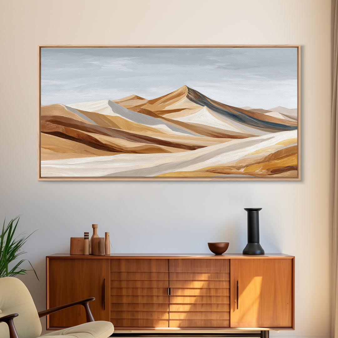 Warm Brown Desert Landscape Framed Canvas Print, Monochrome Art, Poster, Living Room Decor, Fine Art, Mono, Textured Wall Art, MON-2x1-29