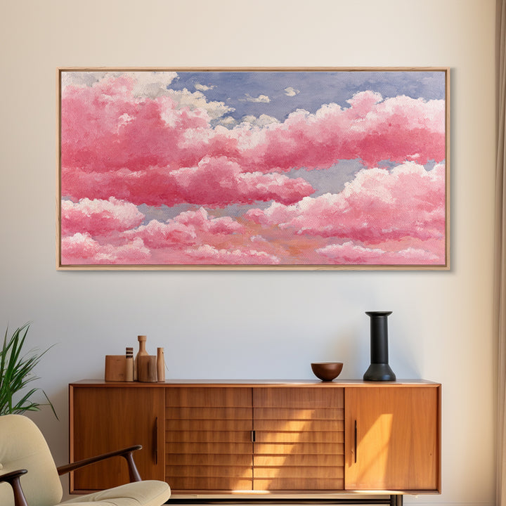 All Pink Cloudscape Canvas Print, Monochrome Art, Contemporary Art, Living Room Decor, Oil Painting, Mono, Original Art, MON-2x1-32