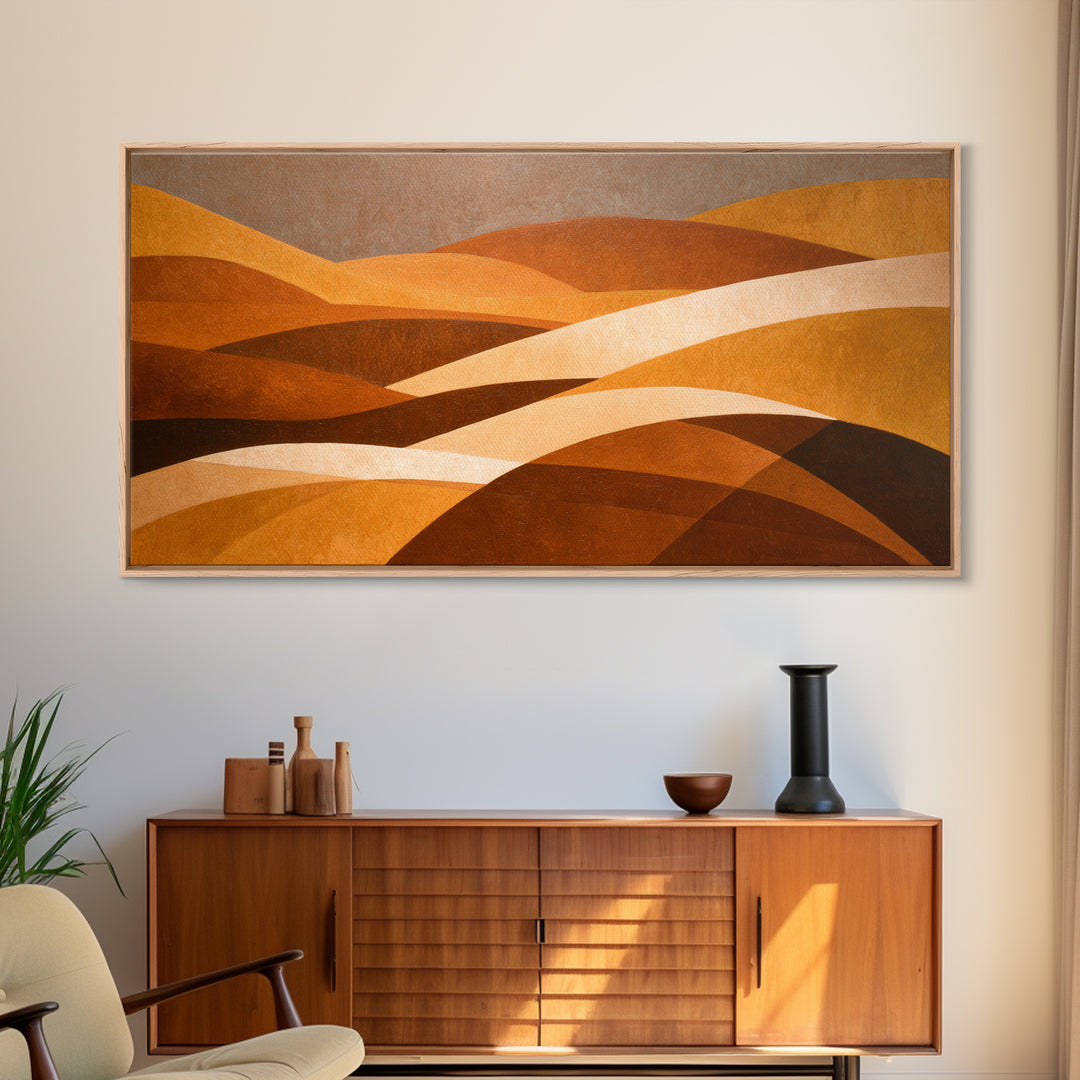 Warm Brown Desert Landscape Canvas Print, Monochrome Art, Mid Century Modern, Living Room Decor, Fine Art, Mono, Boho Wall Art, MON-2x1-53