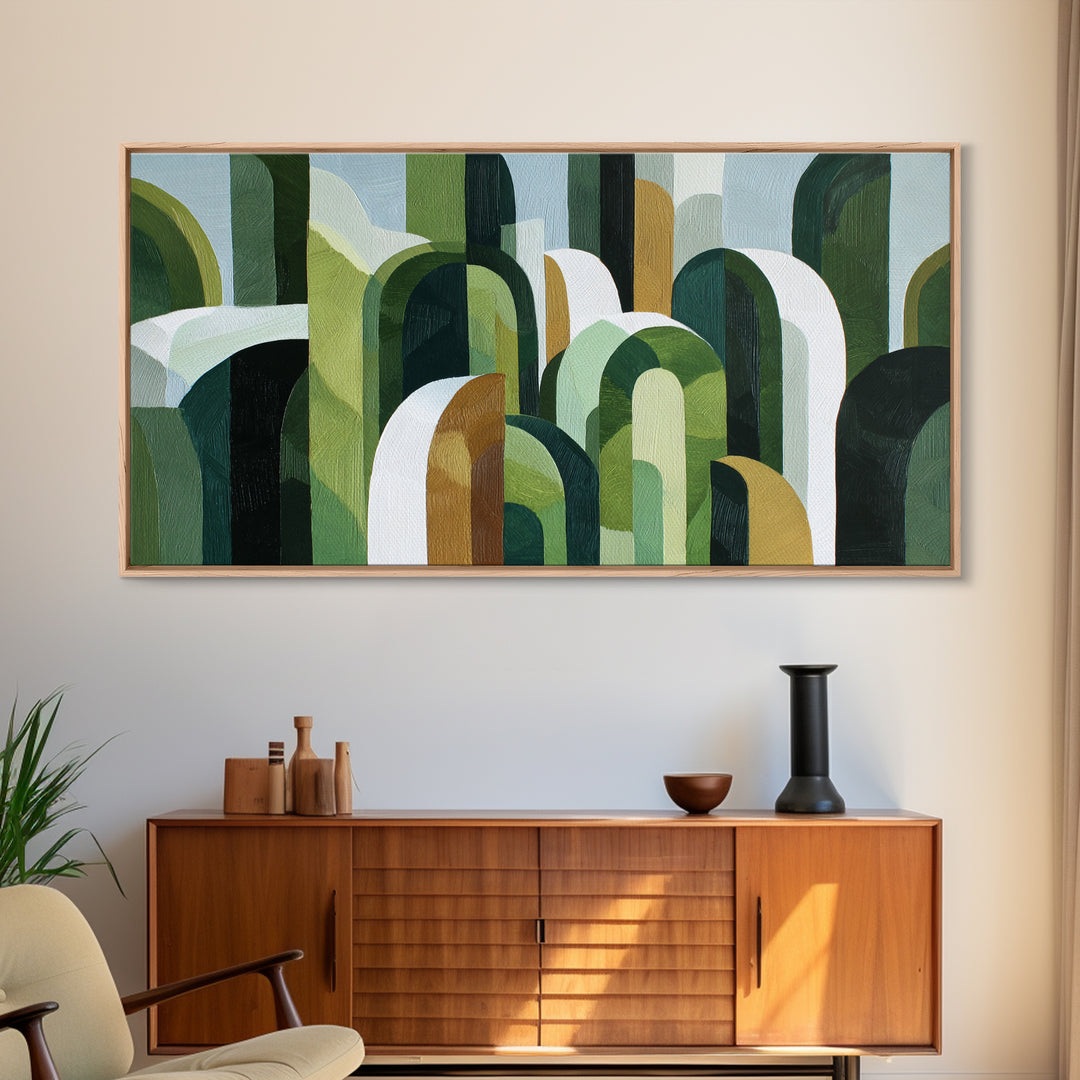 Deep Green Forest Silhouette Study Canvas Print, Monochrome Art, Digital Prints, Living Room Decor, Mono, Apartment Decor, MON-2x1-57