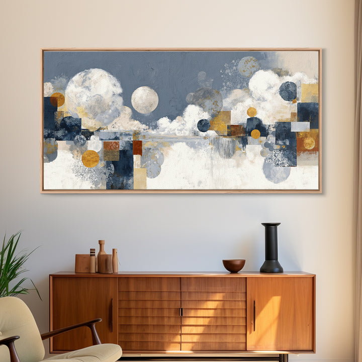 Silver Ocean Moonlight Scene Canvas Print, Monochrome Art, Digital Print, Living Room Decor, Fine Art, Mono, Modern Art, MON-2x1-63
