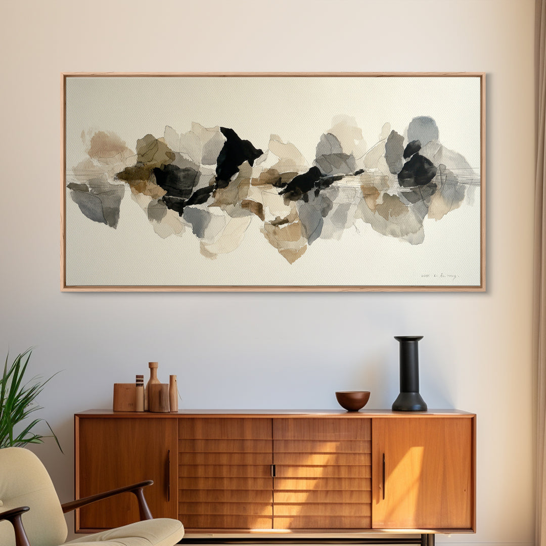 Black Ink Abstract Canvas Print, Monochrome Art, Living Room Decor, Abstract Art, Mono, Apartment Decor, Printable Art, MON-2x1-74