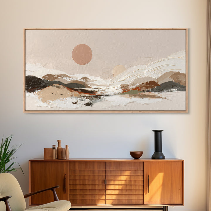 Warm Brown Desert Landscape Canvas Print, Monochrome Art, Mid Century Modern, Living Room Decor, Fine Art, Mono, Boho Wall Art, MON-2x1-77