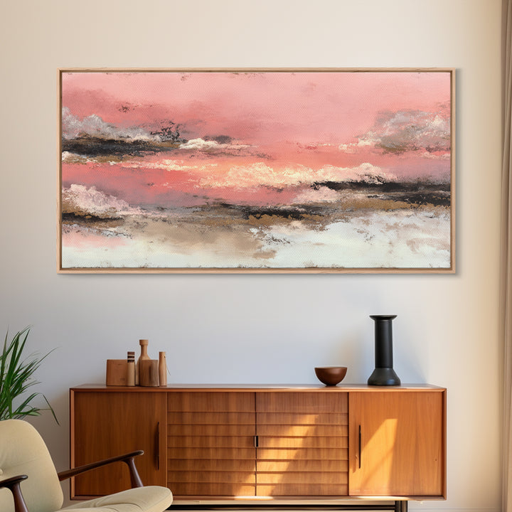 All Pink Cloudscape Framed Canvas Print, Monochrome Art, Apartment Decor, Living Room Decor, Fine Art, Mono, Moody Wall Art, MON-2x1-80