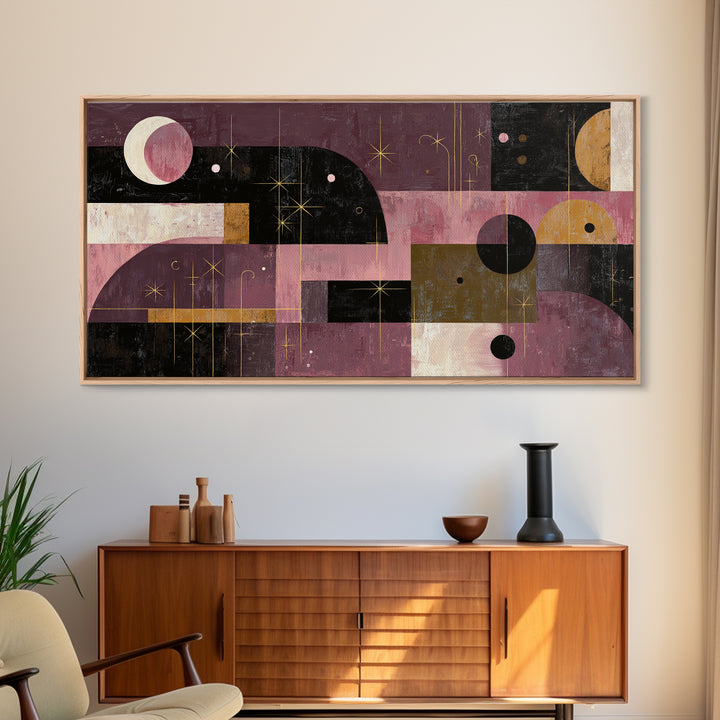 Purple Night Sky Framed Canvas Print, Monochrome Art, Contemporary Art, Living Room Decor, Fine Art, Mono, Original Art, MON-2x1-83