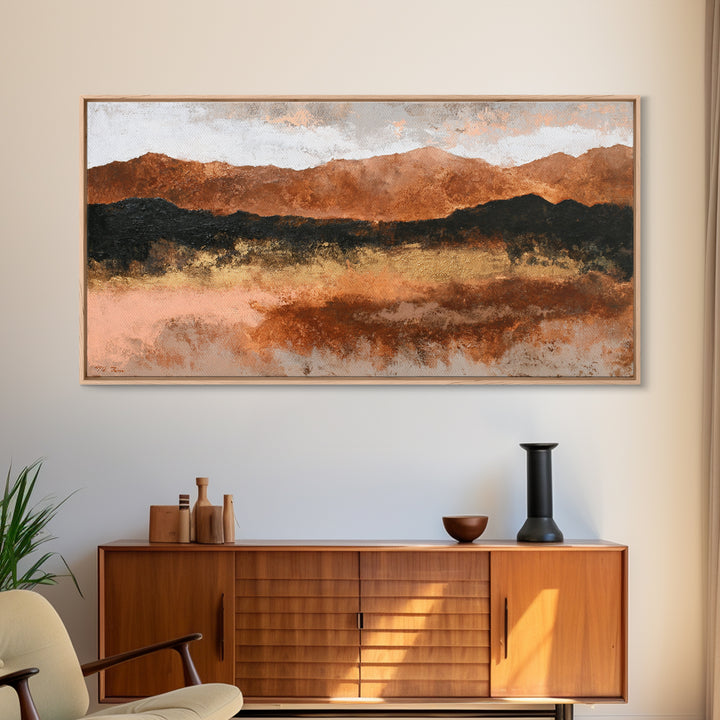 Burnt Orange Canyon Abstraction Framed Canvas Print, Monochrome Art, Printable Art, Living Room Decor, Fine Art, Mono, MON-2x1-84