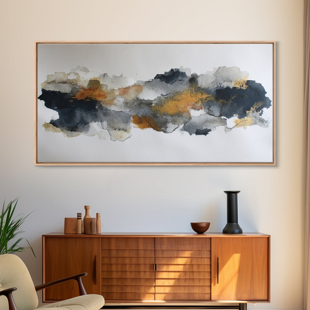 Black Ink Abstract Canvas Print, Monochrome Art, Living Room Decor, Abstract Art, Mono, Apartment Decor, Printable Art, MON-2x1-98