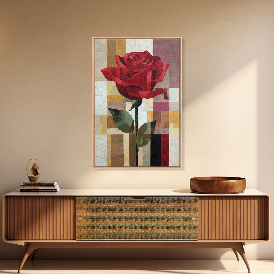 Single Red Rose Rendered Only Canvas Print, Monochrome Art, Gallery Decor, Living Room Decor, Fine Art, Mono, Contemporary Art, MON-2x3-15