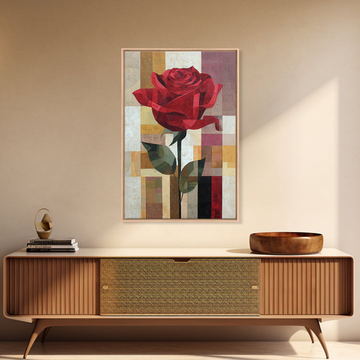 Single Red Rose Rendered Only Canvas Print, Monochrome Art, Gallery Decor, Living Room Decor, Fine Art, Mono, Contemporary Art, MON-2x3-15