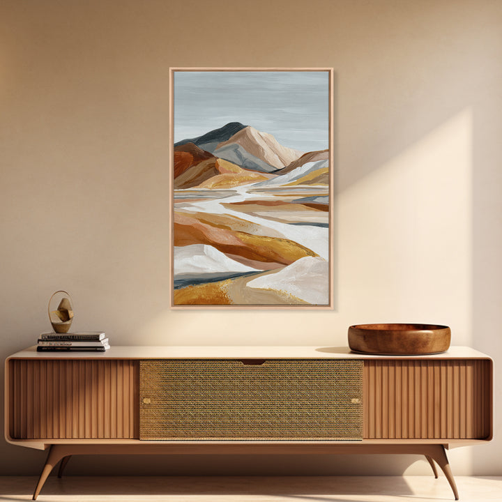 Warm Brown Desert Landscape Framed Canvas Print, Monochrome Art, Art Prints, Living Room Decor, Fine Art, Mono, Apartment Decor, MON-2x3-17