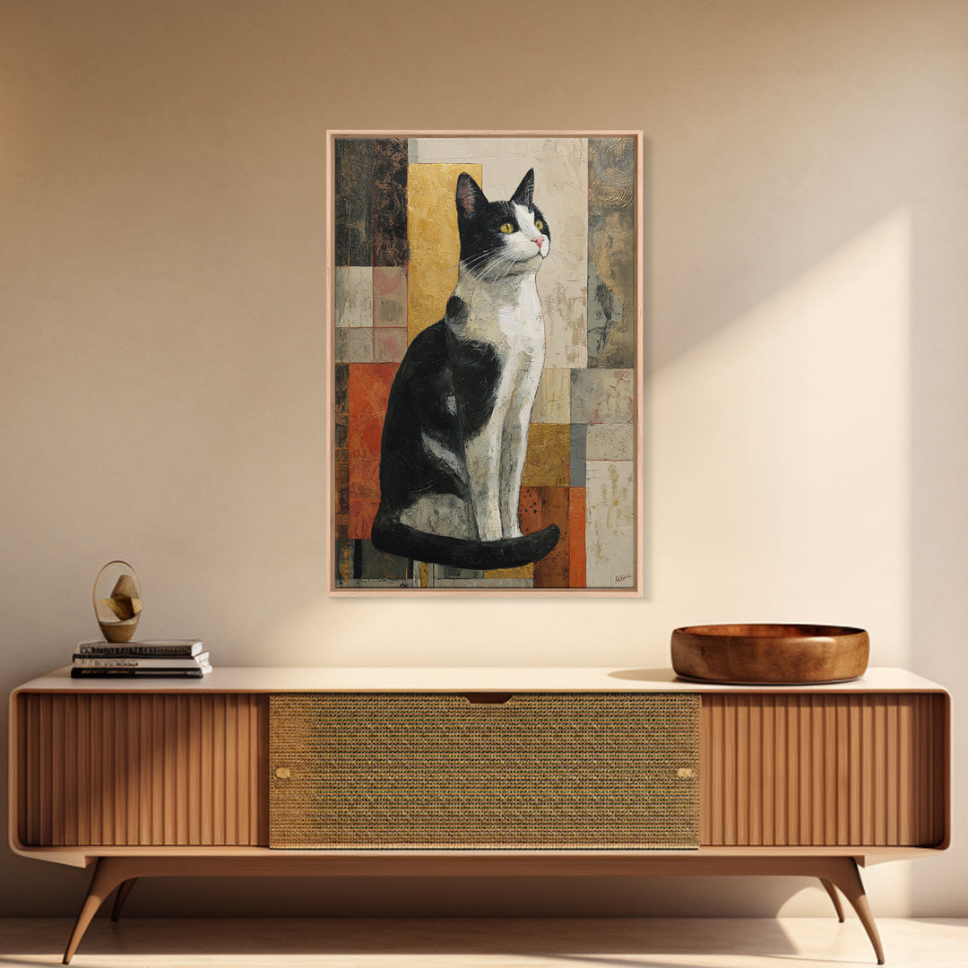Monochrome Cat Portrait Framed Canvas Print, Monochrome Art, Wall Decor, Living Room Decor, Fine Art, Mono, Wall Art, MON-2x3-19