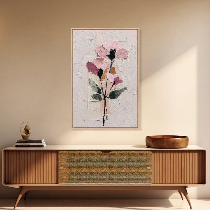 Monochrome Floral Bouquet Framed Canvas Print, Monochrome Art, Statement Artwork, Living Room Decor, Fine Art, Mono, Art Prints, MON-2x3-2