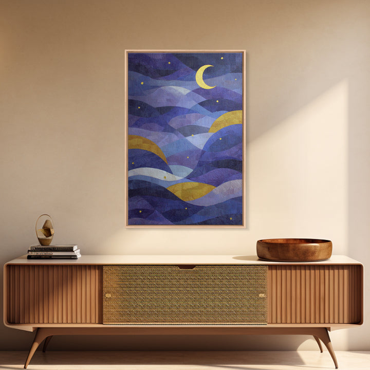 Purple Night Sky Canvas Print, Monochrome Art, Luxury Decor, Living Room Decor, Fine Art, Mono, Mid Century Modern, MON-2x3-23