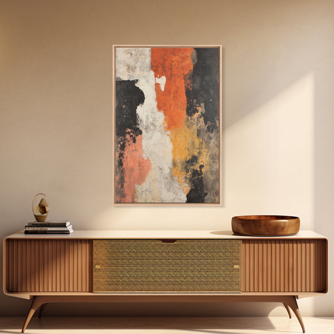 Burnt Orange Canyon Abstraction Framed Canvas Print, Monochrome Art, Bird Art, Living Room Decor, Fine Art, Mono, Boho Decor, MON-2x3-24