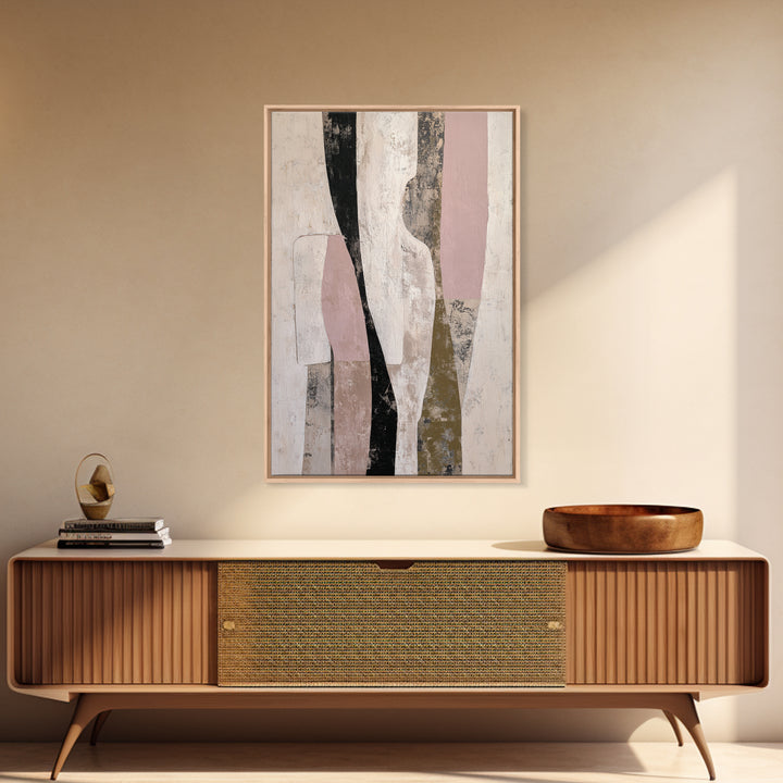 Cream on Cream Minimalist Forms Framed Canvas Print, Monochrome Art, Boho Decor, Living Room Decor, Fine Art, Mono, Art Print, MON-2x3-30