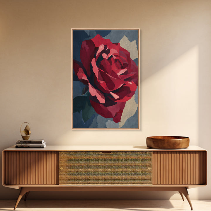 Single Red Rose Rendered Only Canvas Print, Monochrome Art, Minimalist Decor, Living Room Decor, Fine Art, Mono, Large Wall Art, MON-2x3-39