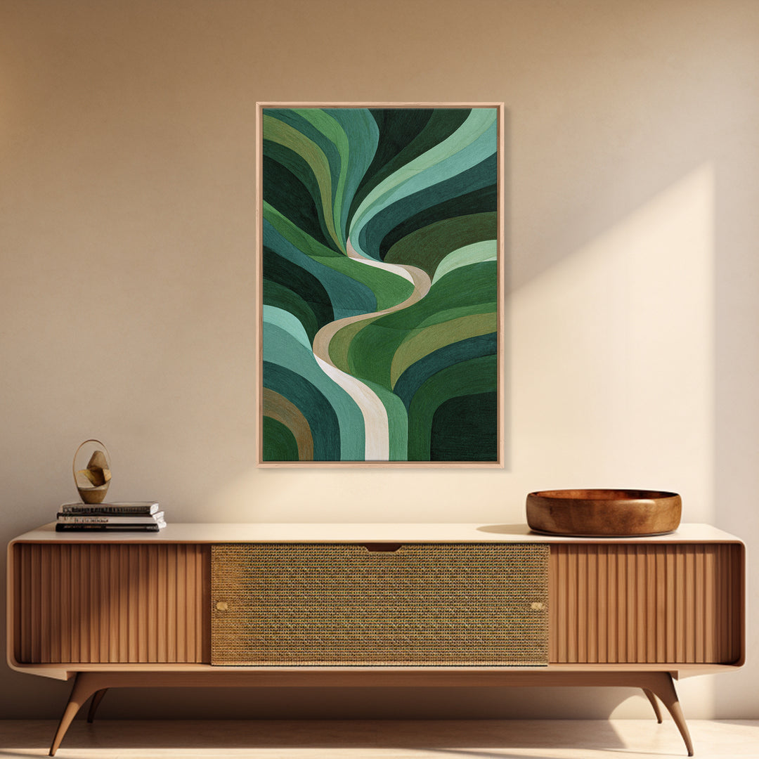 Deep Green Forest Silhouette Study Canvas Print, Monochrome Art, Living Room Decor, Oil Painting, Mono, Printable Art, MON-2x3-45