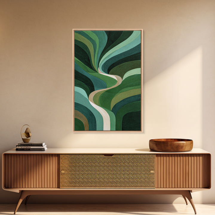 Deep Green Forest Silhouette Study Canvas Print, Monochrome Art, Living Room Decor, Oil Painting, Mono, Printable Art, MON-2x3-45