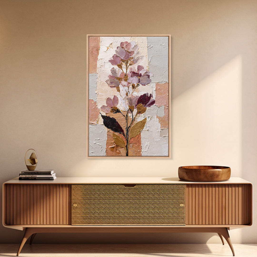 Monochrome Floral Bouquet Canvas Print, Monochrome Art, Living Room Decor, Oil Painting, Mono, Digital Wall Art, MON-2x3-50