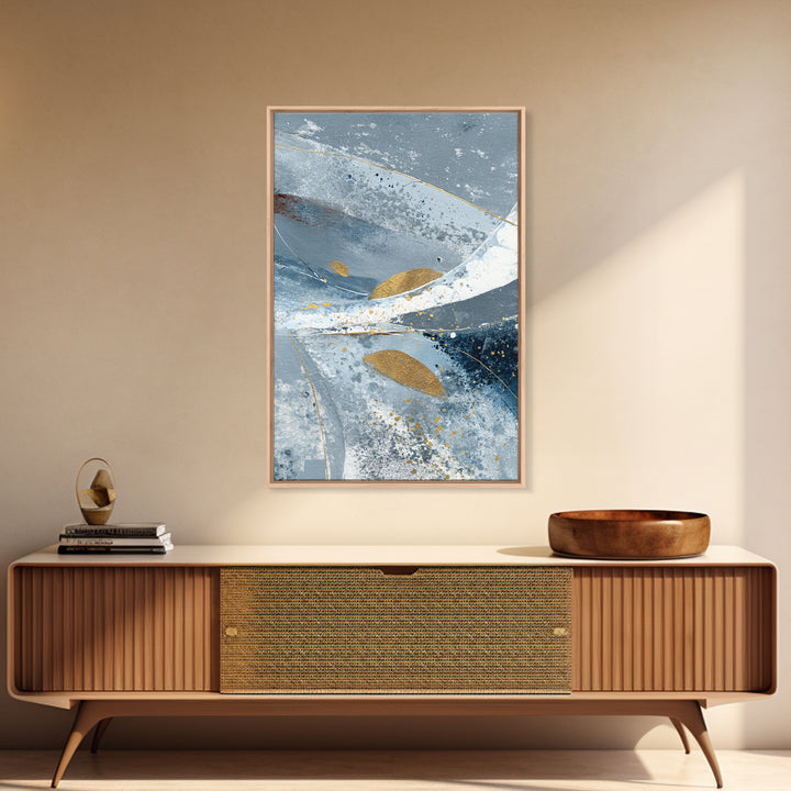 Silver Ocean Moonlight Scene Framed Canvas Print, Monochrome Art, Room Decor, Living Room Decor, Mono, Mid Century Modern, MON-2x3-51