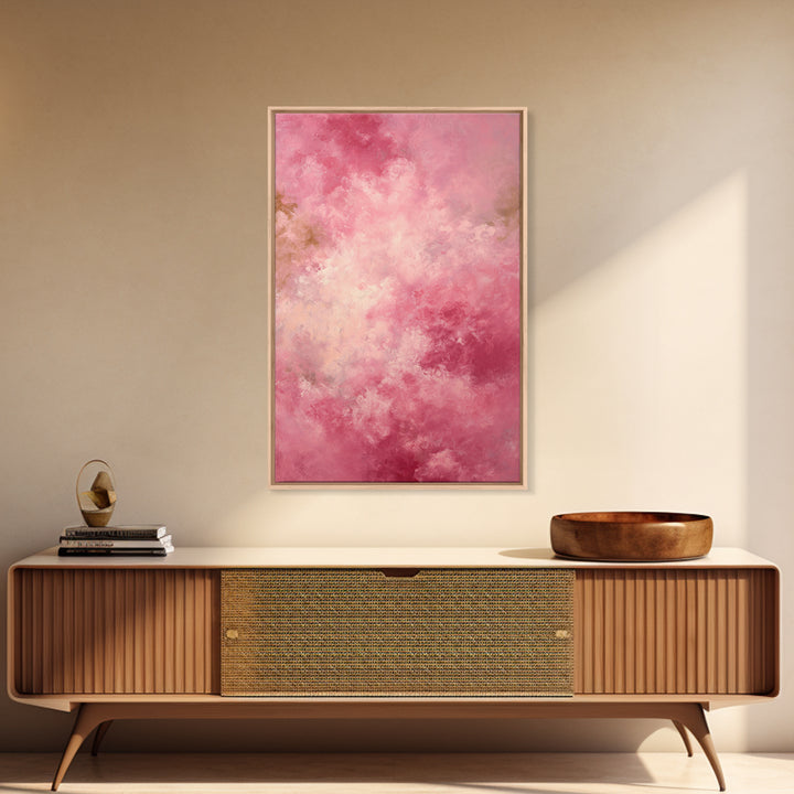 All Pink Cloudscape Framed Canvas Print, Monochrome Art, Mid Century Modern, Living Room Decor, Fine Art, Mono, Boho Wall Art, MON-2x3-68