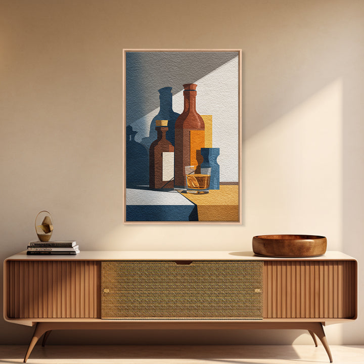 Brown Leather and Whiskey Still Life Canvas Print, Monochrome Art, Modern Wall Art, Living Room Decor, Fine Art, Mono, MON-2x3-7