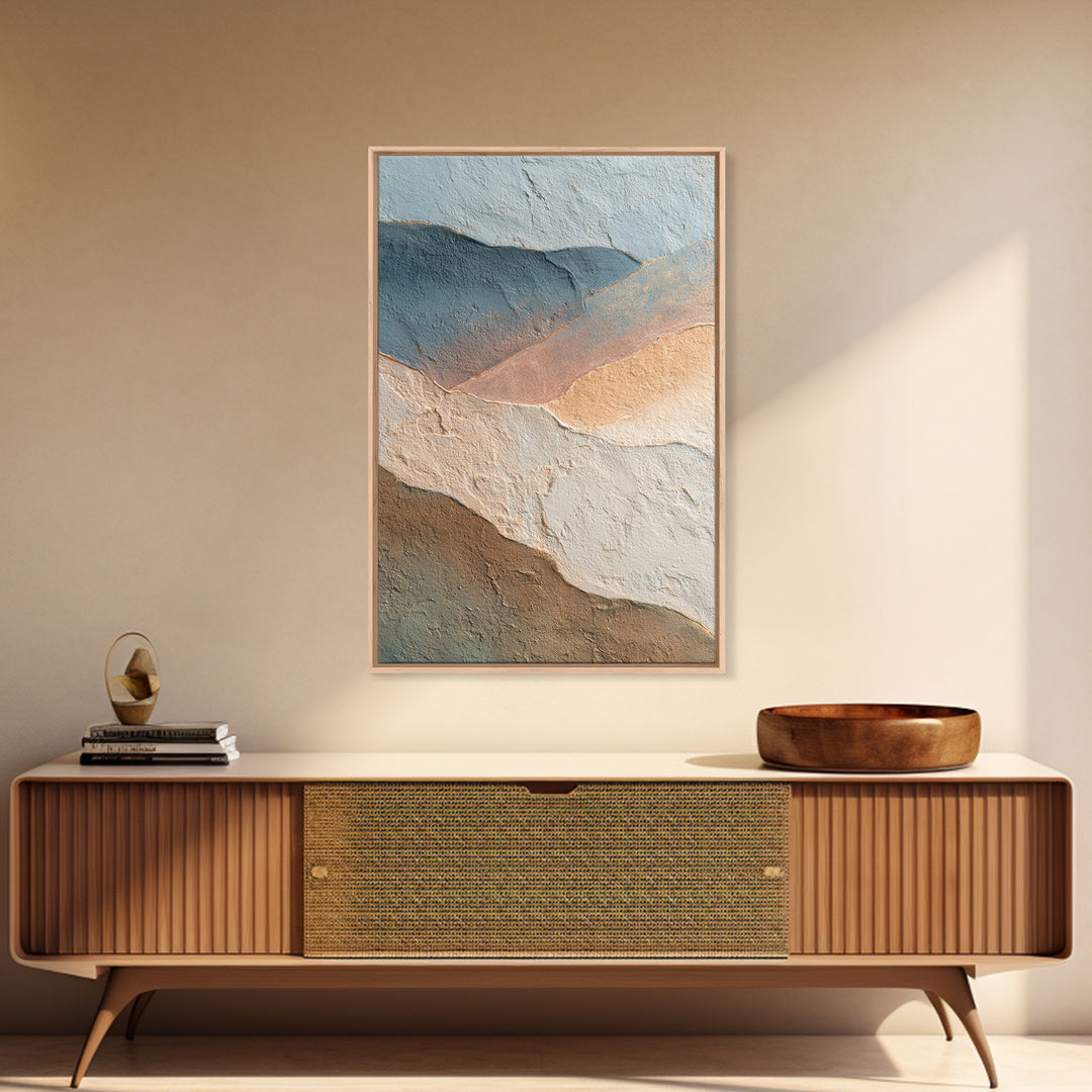 Blue Mountain Ridge Layers Framed Canvas Print, Monochrome Art, Contemporary Art, Living Room Decor, Mono, Original Art, MON-2x3-80
