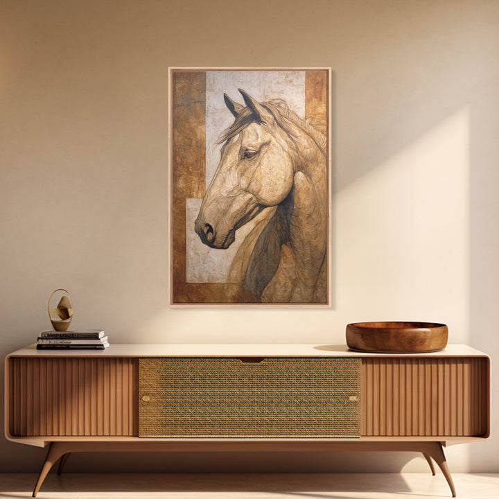 Sepia Horse Portrait Canvas Print, Monochrome Art, Art Print, Living Room Decor, Mono, Printable Art, Dark Academia Decor, MON-2x3-82