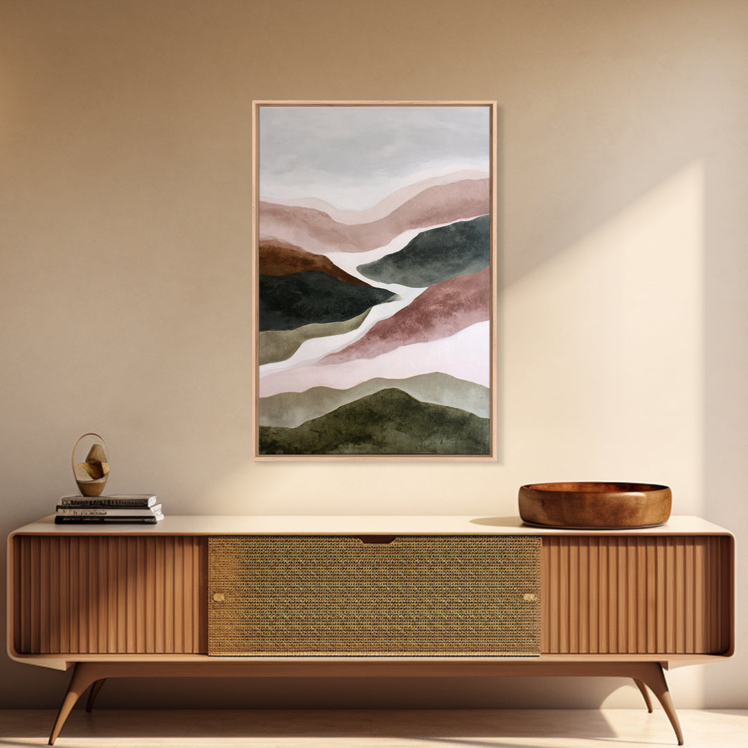 Charcoal Mountain Landscape Framed Canvas Print, Monochrome Art, Modern Wall Art, Living Room Decor, Mono, Statement Artwork, MON-2x3-84