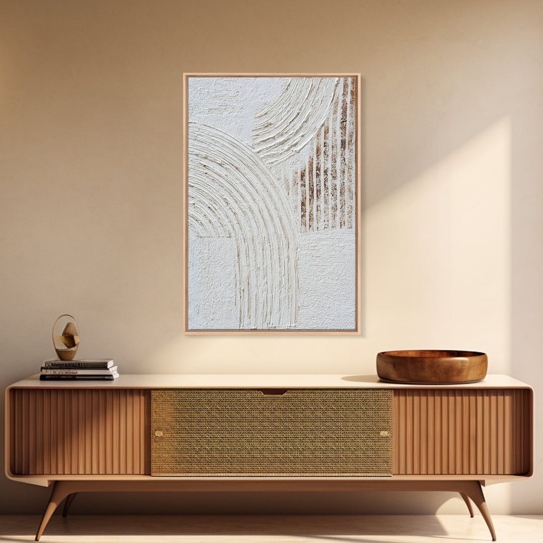 Ivory White Plaster Texture Composition Framed Canvas Print, Monochrome Art, Textured Wall Art, Living Room Decor, Mono, MON-2x3-85