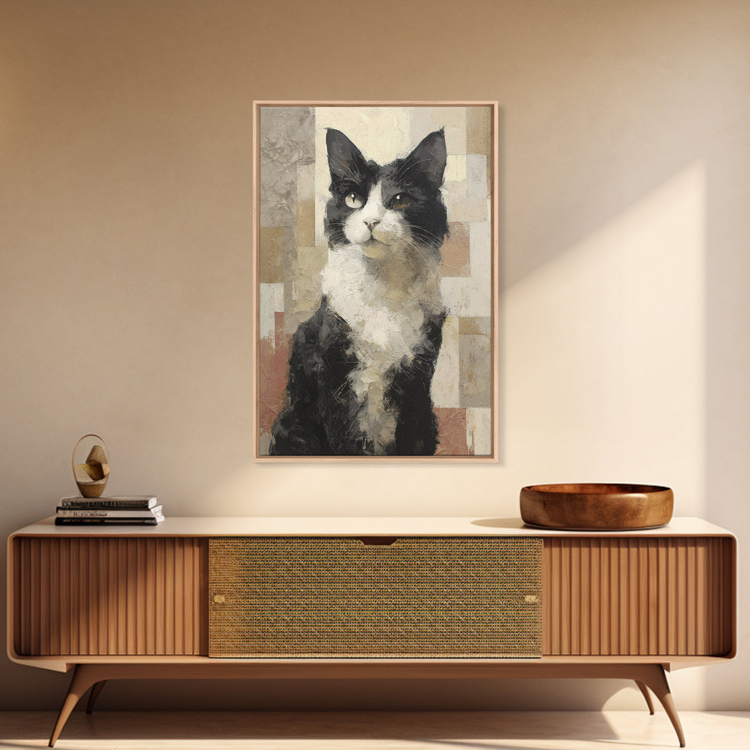 Monochrome Cat Portrait Canvas Print, Monochrome Art, Apartment Decor, Living Room Decor, Fine Art, Mono, Moody Wall Art, MON-2x3-91