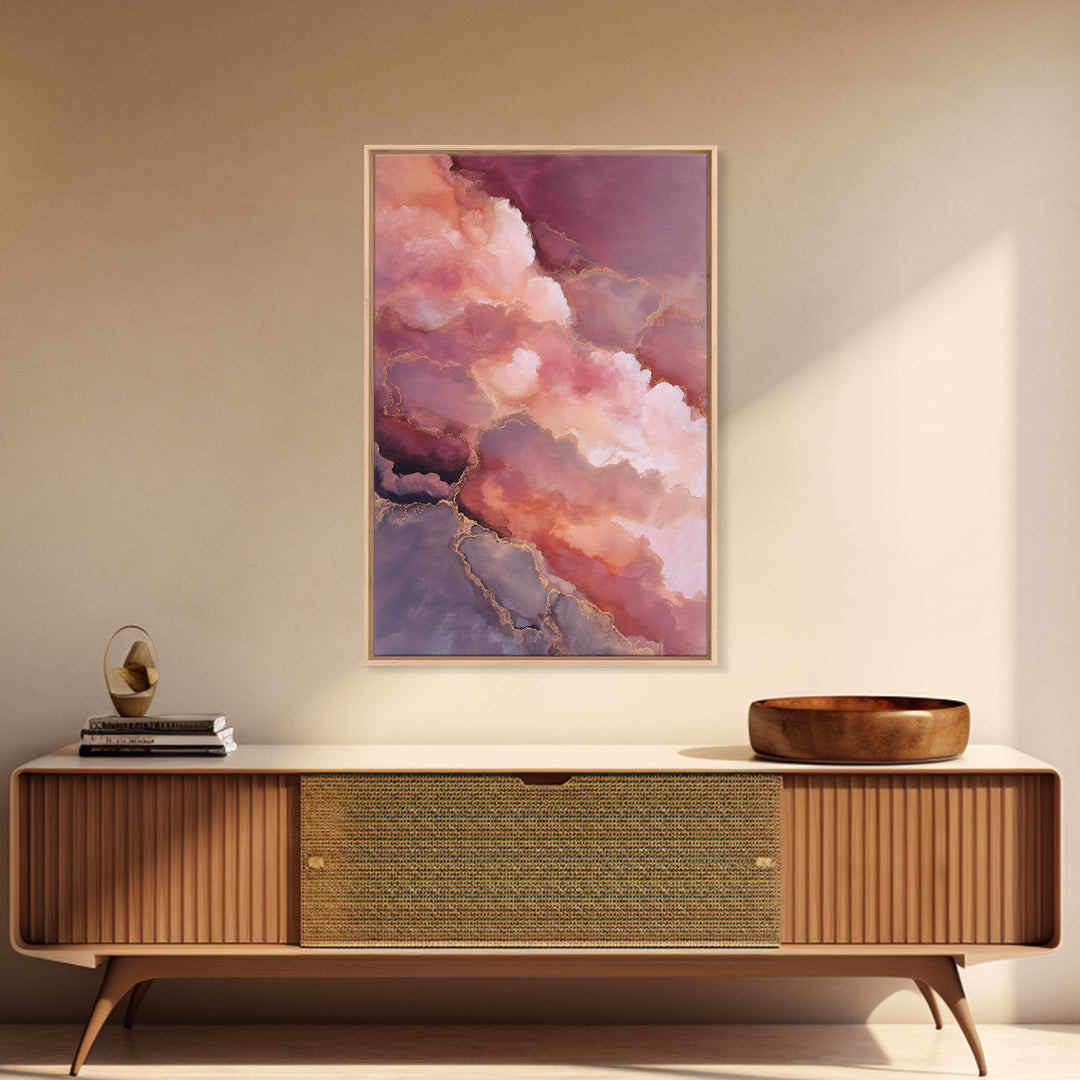 All Pink Cloudscape Framed Canvas Print, Monochrome Art, Gallery Decor, Living Room Decor, Abstract Art, Mono, Contemporary Art, MON-2x3-92
