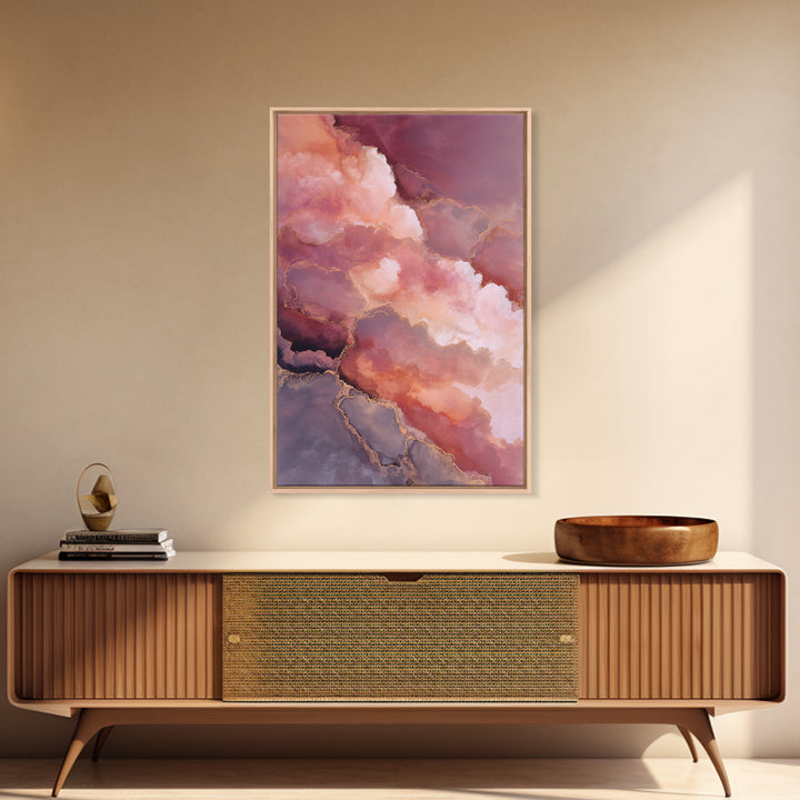All Pink Cloudscape Framed Canvas Print, Monochrome Art, Gallery Decor, Living Room Decor, Abstract Art, Mono, Contemporary Art, MON-2x3-92