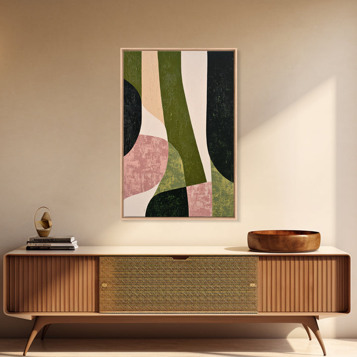 Deep Green Forest Silhouette Study Framed Canvas Print, Monochrome Art, Large Wall Art, Living Room Decor, Fine Art, Mono, MON-2x3-93