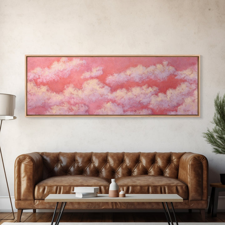 All Pink Cloudscape Canvas Print, Monochrome Art, Neutral Decor, Living Room Decor, Abstract Art, Mono, Home Decor, Poster, MON-3x1-100