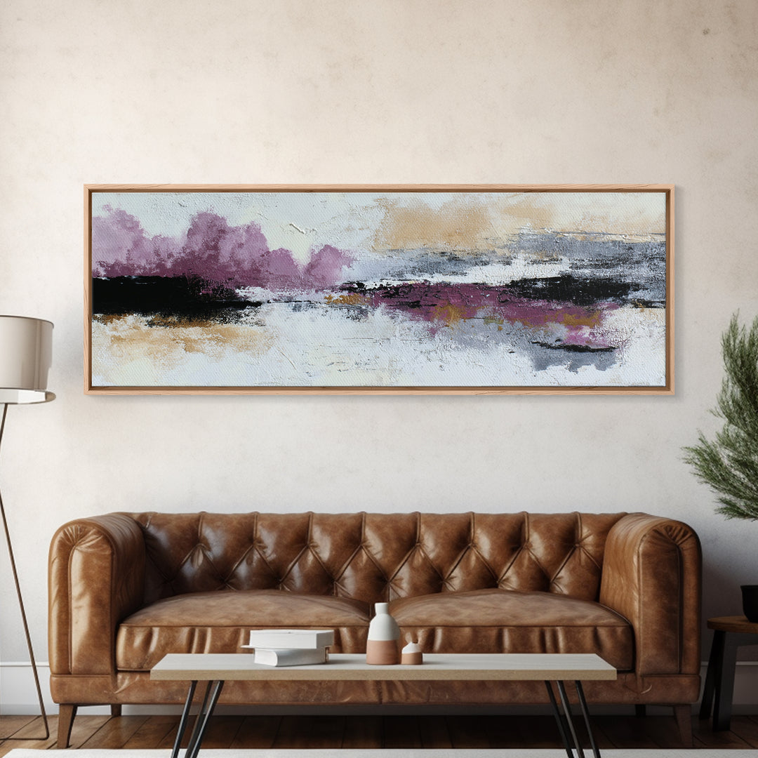 Silver Ocean Moonlight Scene Canvas Print, Monochrome Art, Wallpaper Mural, Living Room Decor, Watercolor Art, Mono, MON-3x1-11