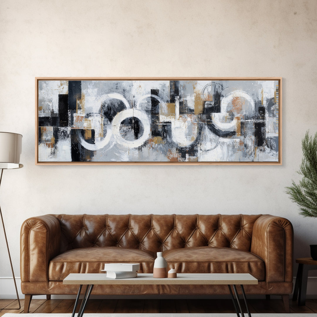 Black and White City Reflection Canvas Print, Monochrome Art, Large Wall Art, Living Room Decor, Mono, Modern Wall Art, MON-3x1-13