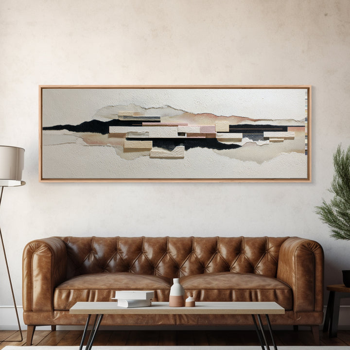 Cream on Cream Minimalist Forms Canvas Print, Monochrome Art, Moody Wall Art, Living Room Decor, Fine Art, Mono, MON-3x1-14