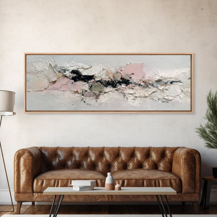 Ivory White Plaster Texture Composition Canvas Print, Monochrome Art, Living Room Decor, Fine Art, Mono, Gallery Decor, MON-3x1-21