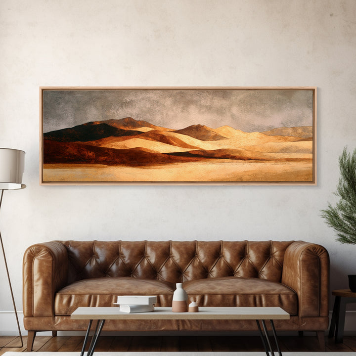 Warm Brown Desert Landscape Canvas Print, Monochrome Art, Dark Academia Decor, Living Room Decor, Fine Art, Mono, Wall Decor, MON-3x1-25