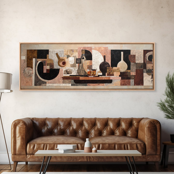 Brown Leather and Whiskey Still Life Canvas Print, Monochrome Art, Modern Decor, Living Room Decor, Fine Art, Mono, Poster, MON-3x1-39
