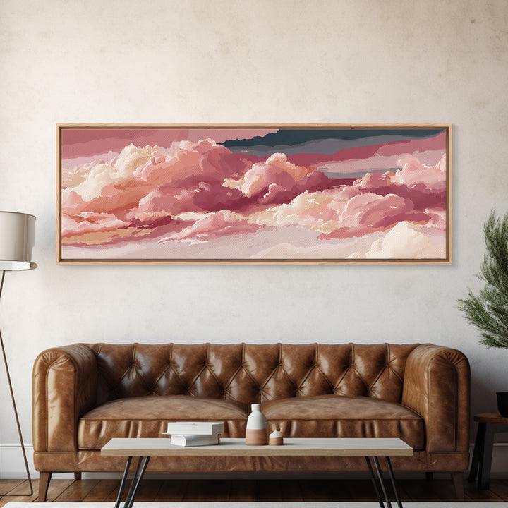 All Pink Cloudscape Canvas Print, Monochrome Art, Unique Wall Art, Living Room Decor, Watercolor Art, Mono, Fine Art Print, MON-3x1-4