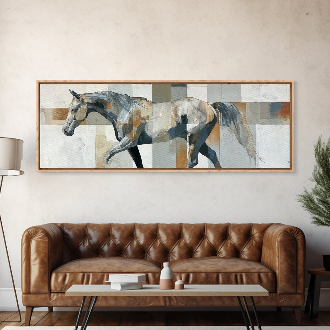 Sepia Horse Portrait Canvas Print, Monochrome Art, Textured Wall Art, Living Room Decor, Oil Painting, Mono, Wallpaper Mural, MON-3x1-42