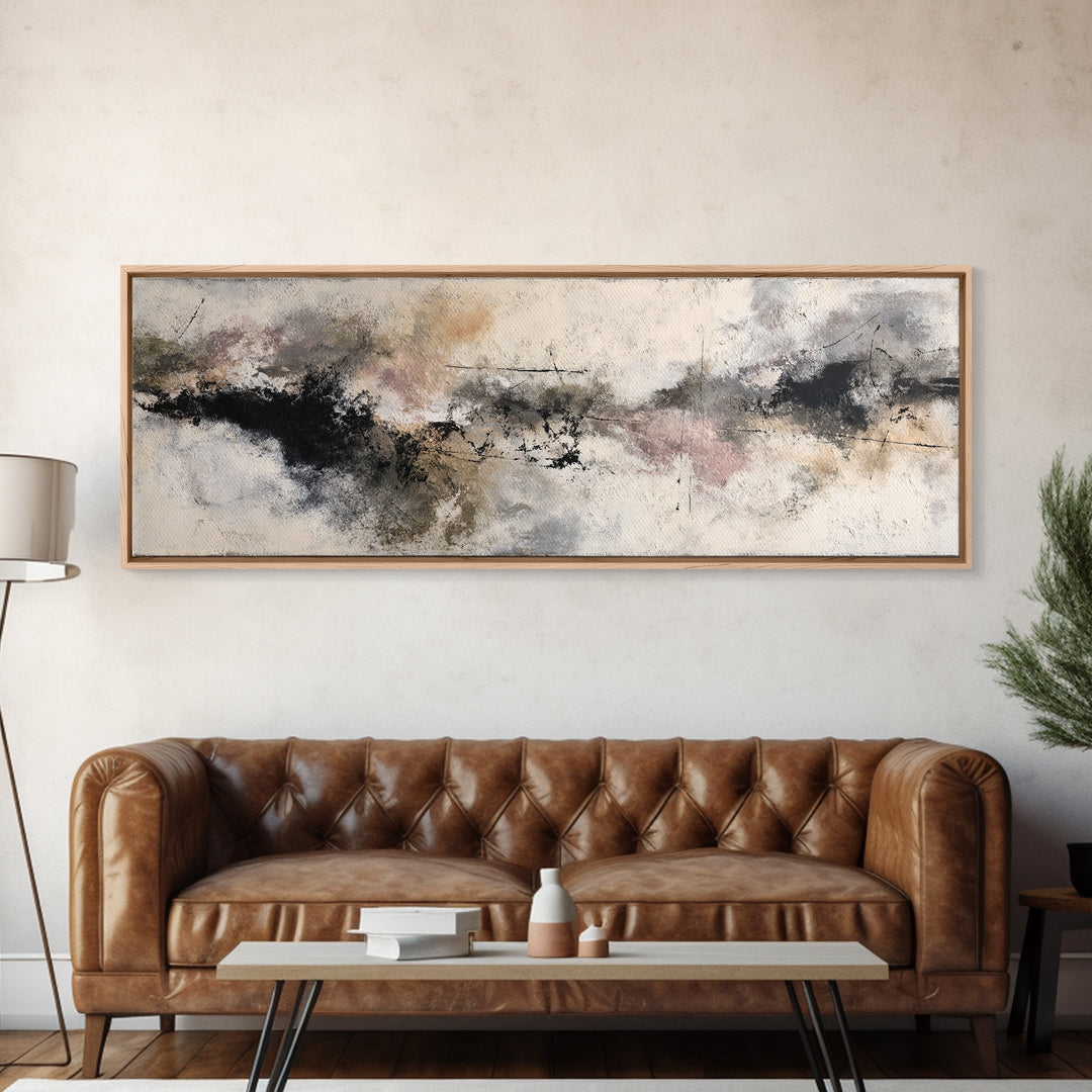 Black Ink Abstract Canvas Print, Monochrome Art, Living Room Decor, Abstract Art, Mono, Modern Art, Moody Wall Art, MON-3x1-46
