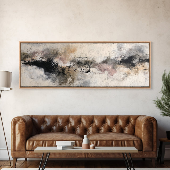 Black Ink Abstract Canvas Print, Monochrome Art, Living Room Decor, Abstract Art, Mono, Modern Art, Moody Wall Art, MON-3x1-46