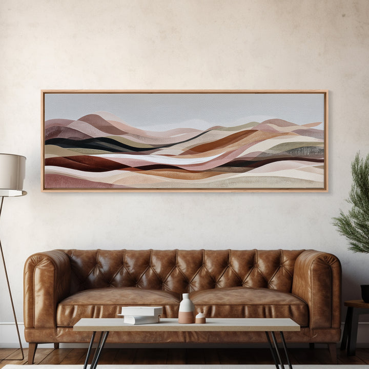 Warm Brown Desert Landscape Canvas Print, Monochrome Art, Dark Academia Decor, Living Room Decor, Fine Art, Mono, Wall Decor, MON-3x1-49