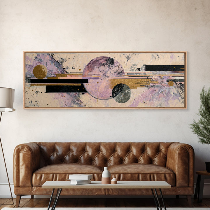 Purple Night Sky Framed Canvas Print, Monochrome Art, Contemporary Art, Living Room Decor, Fine Art, Mono, Original Art, MON-3x1-55